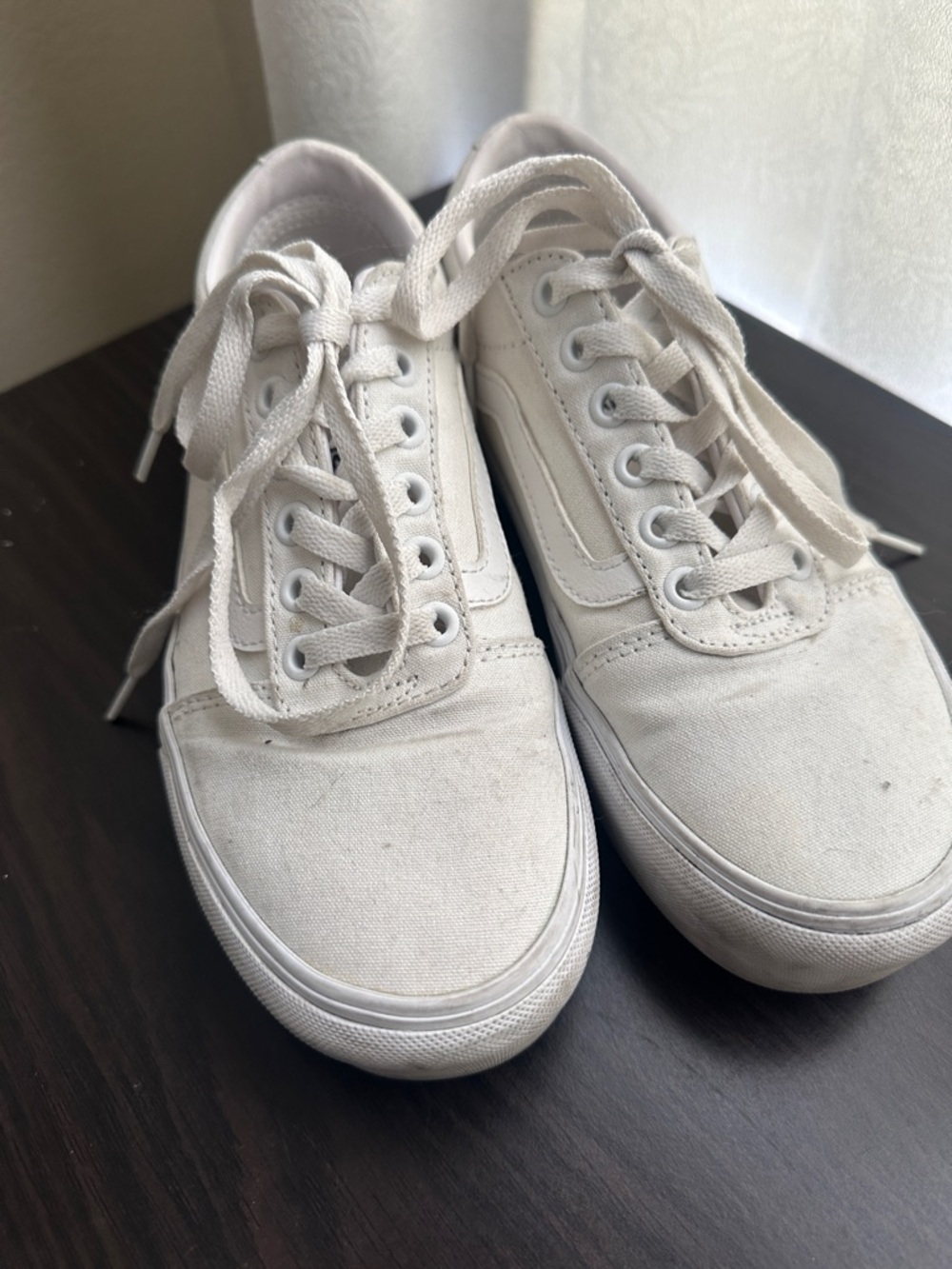 Vans White Canvas Low-Top Sneakers